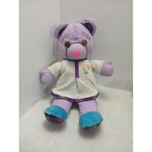 ​VINTAGE 1996 Doodle Bear Tyco Purple Teddy‎ Plaid Outfit 90s